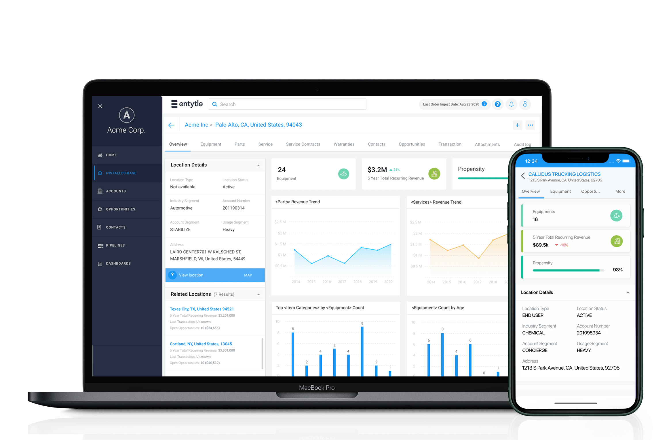 Entytle Insyghts Mobile App for Industrial OEMs
