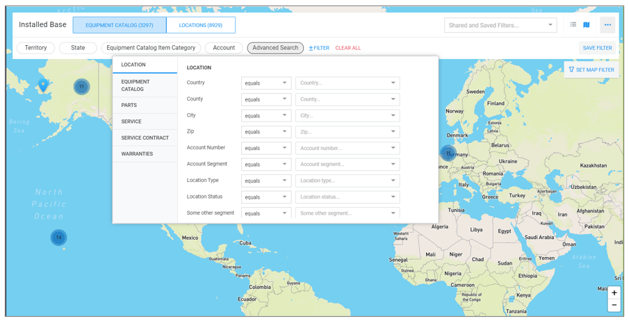 Installed Base Data Filtering with Map/List View: Visualize and Strategize Your Next Steps
